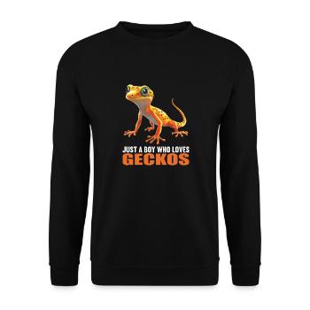 Geckos Gecko - Unisex Pullover - Schwarz - Vorne - Alina (178cm) & Michal (187cm)