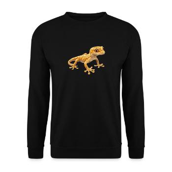 Geckos Gecko - Unisex Pullover - Schwarz - Vorne - Alina (178cm) & Michal (187cm)