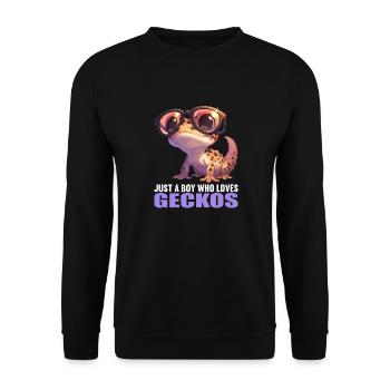 Geckos Gecko - Unisex Pullover - Schwarz - Vorne - Alina (178cm) & Michal (187cm)