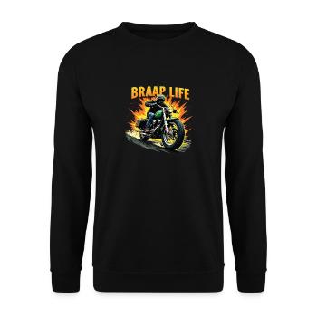 Motorrad Motorradfahrer Motorrad Maschine - Unisex Pullover - Schwarz - Vorne - Alina (178cm) & Michal (187cm)