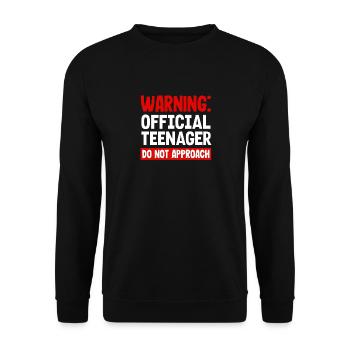 Avertissement : Officiel 13e anniversaire adolescent - Sweat-shirt Unisexe - noir - Devant - Alina (178cm) & Michal (187cm)