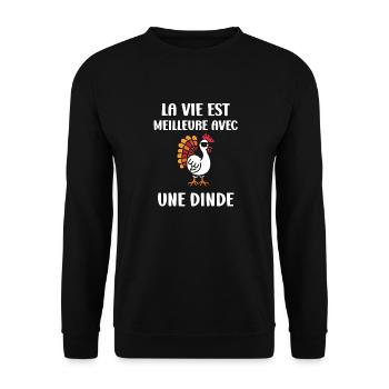 Dinde - Sweat-shirt Unisexe - noir - Devant - Alina (178cm) & Michal (187cm)