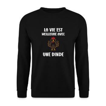 Dinde - Sweat-shirt Unisexe - noir - Devant - Alina (178cm) & Michal (187cm)