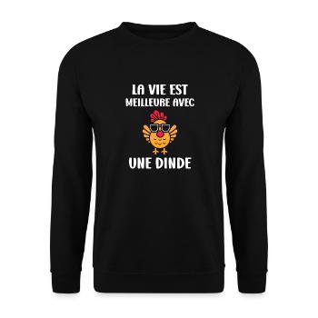 Dinde - Sweat-shirt Unisexe - noir - Devant - Alina (178cm) & Michal (187cm)