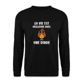 Dinde - Sweat-shirt Unisexe - noir - Devant - Alina (178cm) & Michal (187cm)