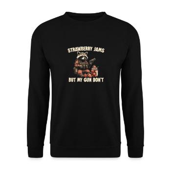 Strawberry Jams But My Gun Don't – Funnier - Unisex Sweatshirt - black - Front - Alina (178cm) & Michal (187cm)