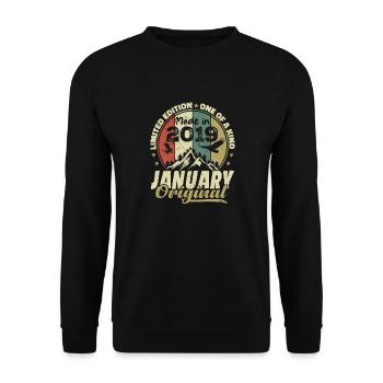 Geburtstag Januar 2019 - Original Januar 2019 - Unisex Pullover - Schwarz - Vorne - Alina (178cm) & Michal (187cm)
