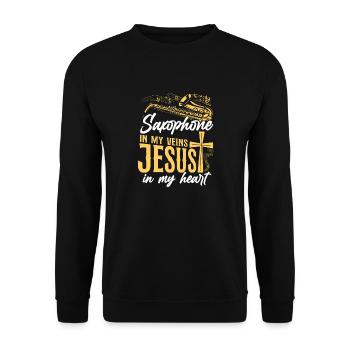 Saxophones Jésus Foi Chrétien - Sweat-shirt Unisexe - noir - Devant - Alina (178cm) & Michal (187cm)