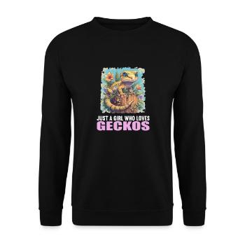 Geckos Gecko - Unisex Pullover - Schwarz - Vorne - Alina (178cm) & Michal (187cm)