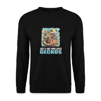 Geckos Gecko - Unisex Pullover - Schwarz - Vorne - Alina (178cm) & Michal (187cm)