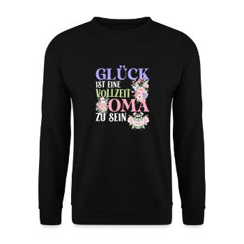 Omi GLÜCK IST EINE VOLLZEIT OMA ZU SEIN Geburtstag - Unisex Pullover - Schwarz - Vorne - Alina (178cm) & Michal (187cm)