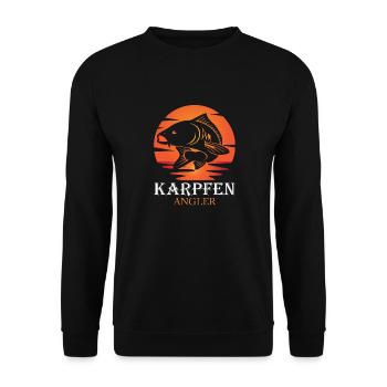 KAPRFEN ANGLER Lustiges Angeln Hobby Angler - Unisex Pullover - Schwarz - Vorne - Alina (178cm) & Michal (187cm)