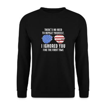Il n'est pas nécessaire de se répéter - Sweat-shirt Unisexe - noir - Devant - Alina (178cm) & Michal (187cm)