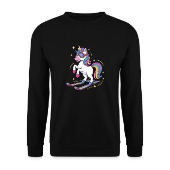 Licorne sur le cadeau de ski alpin alpin hiver - Sweat-shirt Unisexe - noir - Devant - Alina (178cm) & Michal (187cm)