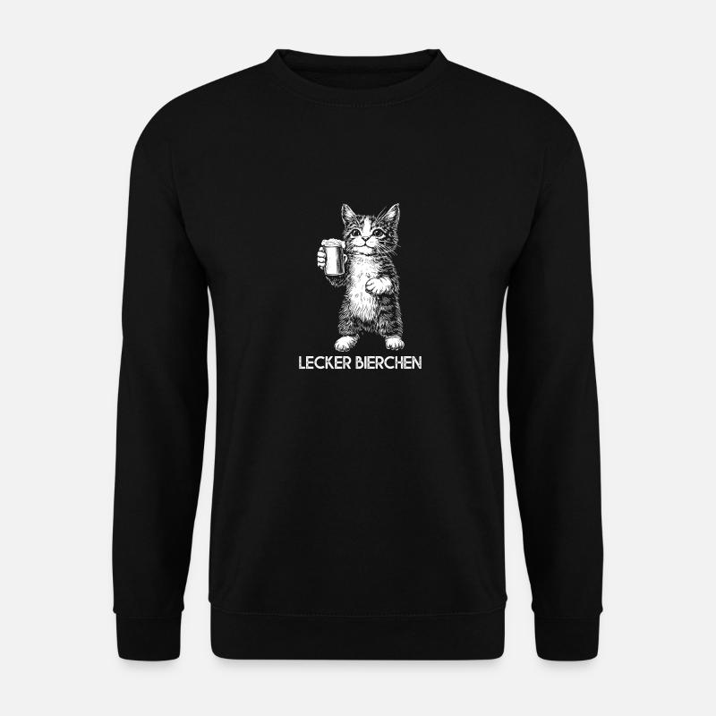 Lecker Bierchen Katze mit Bier - Unisex Pullover - Schwarz