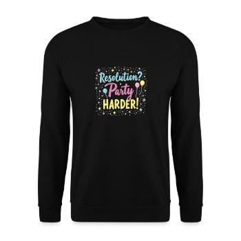 Resolution Party Design – Lustiges Silvester Motiv - Unisex Pullover - Schwarz - Vorne - Alina (178cm) & Michal (187cm)