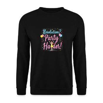 Resolution Party Design – Lustiges Silvester Motiv - Unisex Pullover - Schwarz - Vorne - Alina (178cm) & Michal (187cm)