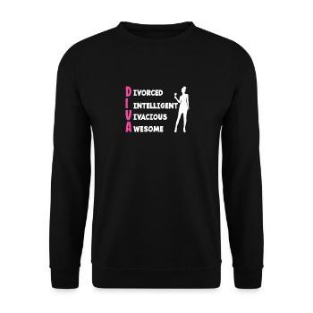 Divorced Diva Intelligent Vivid Awesome - Unisex Sweatshirt - black - Front - Alina (178cm) & Michal (187cm)