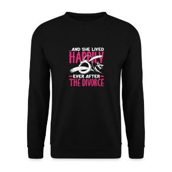 And she lived happily after the divorce and - Unisex Sweatshirt - black - Front - Alina (178cm) & Michal (187cm)