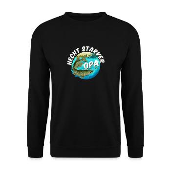 HECHT STARKER OPA Lustiges Angler Outfit - Unisex Pullover - Schwarz - Vorne - Alina (178cm) & Michal (187cm)