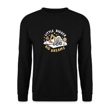 Little Digger Big Dreams – Süßes Bagger Design - Unisex Pullover - Schwarz - Vorne - Alina (178cm) & Michal (187cm)