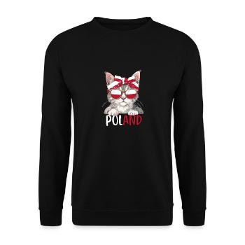 Polen Katze Fan Fußball Katzenliebhaber - Unisex Pullover - Schwarz - Vorne - Alina (178cm) & Michal (187cm)