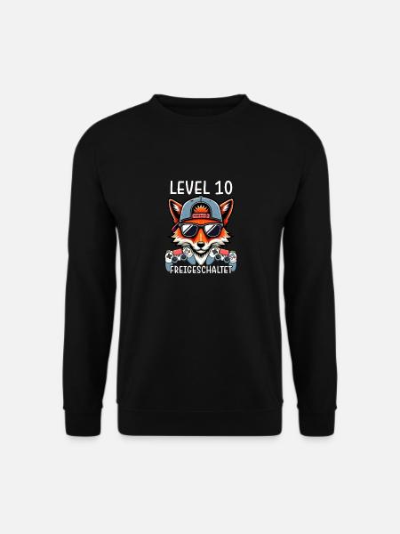 Level 10 Freigeschaltet Gamer Geburtstag Gaming - Unisex Pullover - Schwarz