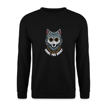 Cool Wolf With Glasses And Chain - Howl You Doin? - Unisex Sweatshirt - black - Front - Alina (178cm) & Michal (187cm)