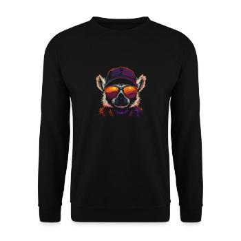Lémurien élégant avec lunettes de soleil et - Sweat-shirt Unisexe - noir - Devant - Alina (178cm) & Michal (187cm)