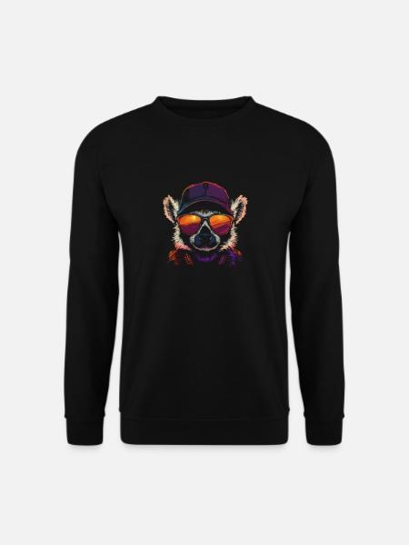 Stylish Lemur With Sunglasses And - Unisex Sweatshirt - black