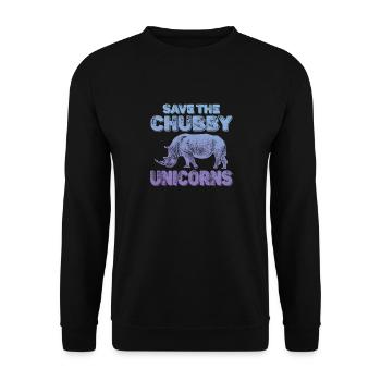 Save The Fat Unicorns Rhino Saying Funny - Unisex Sweatshirt - black - Front - Alina (178cm) & Michal (187cm)