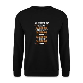 Saxophone My Perfect Day Wake Up - Sweat-shirt Unisexe - noir - Devant - Alina (178cm) & Michal (187cm)