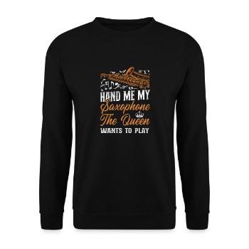 Saxophone Hand Me My Saxophone The - Unisex Pullover - Schwarz - Vorne - Alina (178cm) & Michal (187cm)