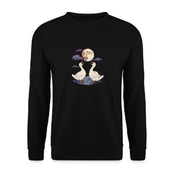 Two Ducks Under Moonlight At The Lake With Picturesque - Unisex Sweatshirt - black - Front - Alina (178cm) & Michal (187cm)