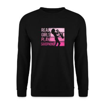Saxophone Rétro Vintage Real Girls - Sweat-shirt Unisexe - noir - Devant - Alina (178cm) & Michal (187cm)
