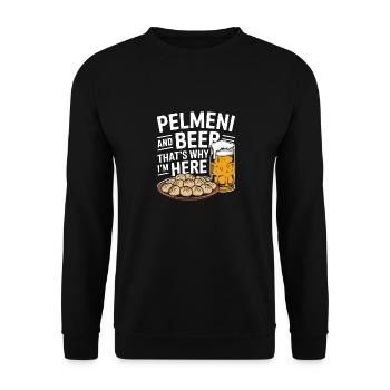 Pelmeni Russische Küche - Unisex Pullover - Schwarz - Vorne - Alina (178cm) & Michal (187cm)