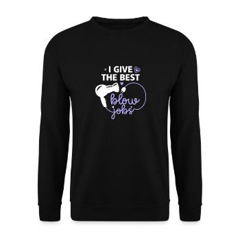 Friseur: Ich Gebe Die Besten Föhn Jobs - Unisex Pullover - Schwarz - Vorne - Alina (178cm) & Michal (187cm)