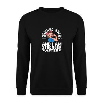Ich Habe Die Scheidung Überlebt Und Bin Stärker - Unisex Pullover - Schwarz - Vorne - Alina (178cm) & Michal (187cm)