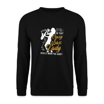 Saxophone Pun I'm That Crazy Sax - Unisex Sweatshirt - black - Front - Alina (178cm) & Michal (187cm)