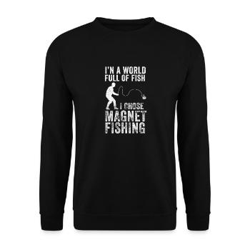 Neodymium Magnet Fishing Magnetic Fisher - Unisex Sweatshirt - black - Front - Alina (178cm) & Michal (187cm)