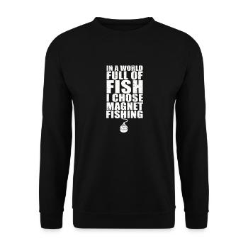 Neodymium Magnet Fishing Magnetic Fisher - Unisex Sweatshirt - black - Front - Alina (178cm) & Michal (187cm)