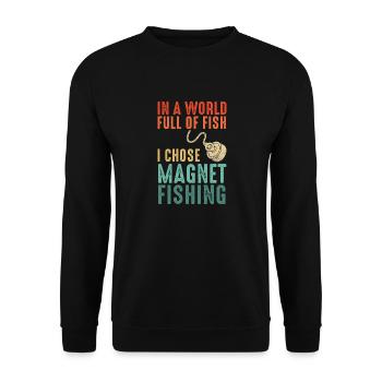 Neodymium Magnet Fishing Magnetic Fisher - Unisex Sweatshirt - black - Front - Alina (178cm) & Michal (187cm)