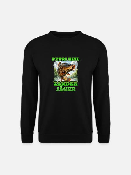 Zander Angeln PETRI HEIL ZANDER JÄGER Lustiges - Unisex Pullover - Schwarz