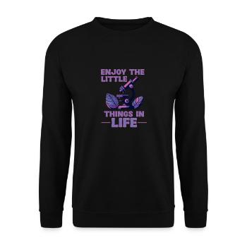 Genieße Die Kleinen Dinge Im Leben Mikroskop - Unisex Pullover - Schwarz - Vorne - Alina (178cm) & Michal (187cm)