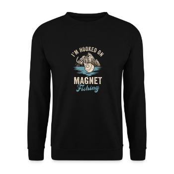 Neodymium Magnet Fishing Magnetic Fisher - Unisex Sweatshirt - black - Front - Alina (178cm) & Michal (187cm)