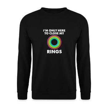 Ich Bin Nur Hier Um Meine Ringe Zu Schließen - Unisex Pullover - Schwarz - Vorne - Alina (178cm) & Michal (187cm)