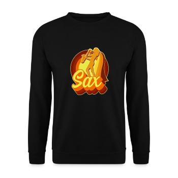Saxophone Retro Vintage 70s Sax - Unisex Pullover - Schwarz - Vorne - Alina (178cm) & Michal (187cm)