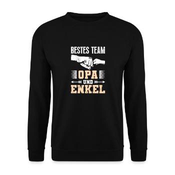 Großvater BESTES TEAM OPA UND ENKEL Geburtstag - Unisex Pullover - Schwarz - Vorne - Alina (178cm) & Michal (187cm)
