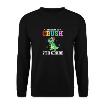 7. Klasse - Unisex Pullover - Schwarz - Vorne - Alina (178cm) & Michal (187cm)