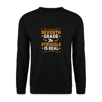 7. Klasse - Unisex Pullover - Schwarz - Vorne - Alina (178cm) & Michal (187cm)